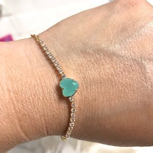 18k Gold Filled CZ Diamonds Heart Bracelet